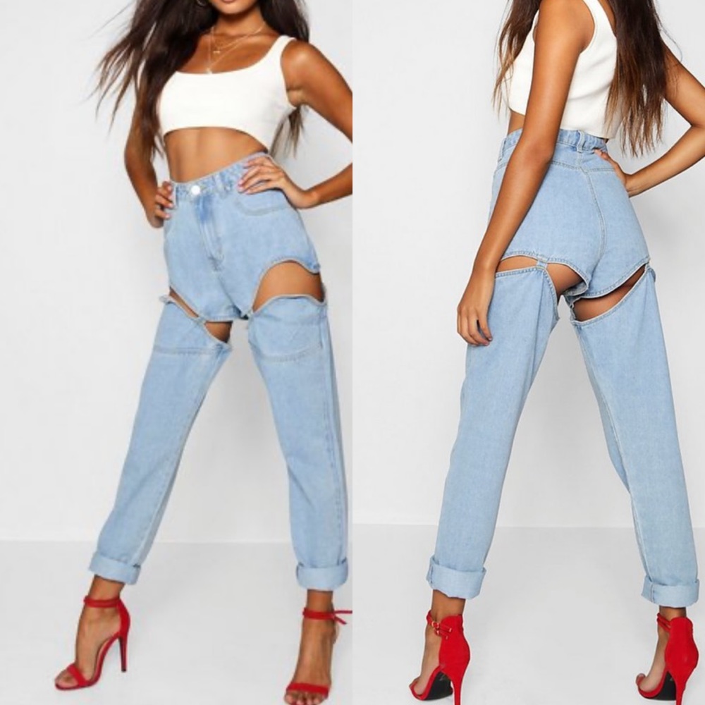 Boohoo suspender mom jeans